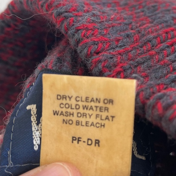 Vintage Woolrich Shawl Collar Waffle Knit Pullover Sweater Red Wooden Button L - Picture 8 of 11